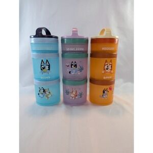 Whiskware Bluey Stackable Snack Containers Set of 3 Blue Purple Orange Bingo
